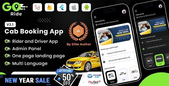 GORIDE InDriver Clone Flutter Complete Taxi Booking Solution with Bidding Option